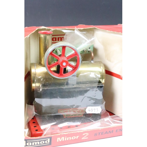 179 - Boxed Mamod Minor 2 Steam Engine, model gd with with some rusting, tatty box