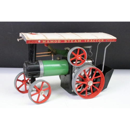 182 - Steam Engine - Boxed Mamod Steam Tractor (worn, box tatty), Mamod boxed open wagon OW.1 (cart missin... 