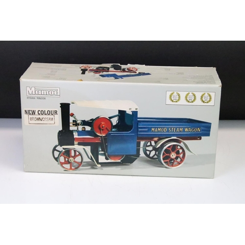 185 - Steam Engine - Boxed Mamod steam wagon SW1 in brown / cream colour way. Overall good, box VG.