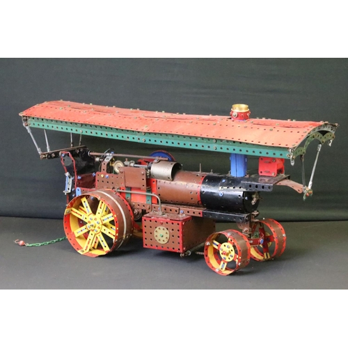 193 - Three scratch built models using Meccano to include steam engine, crane and car/vehicle with Mamod b... 