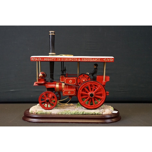 197 - Scratch built metal / brass Steam Engine model painted green and red, contained within a plastic cas... 