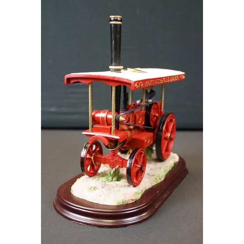 197 - Scratch built metal / brass Steam Engine model painted green and red, contained within a plastic cas... 