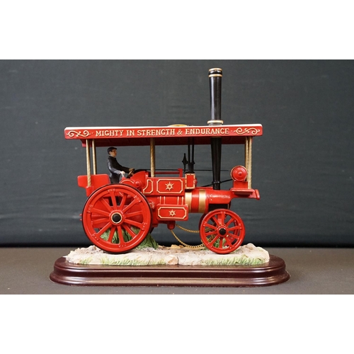 197 - Scratch built metal / brass Steam Engine model painted green and red, contained within a plastic cas... 