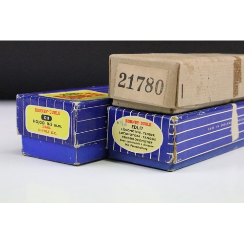 28 - Three boxed Hornby Dublo locomotives to include 3211 Mallard locomotive and tender, EDL17 0-6-2 Tank... 