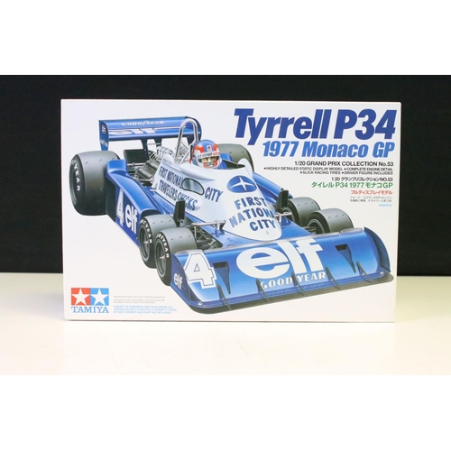 331 - Two boxed & unbuilt plastic model kits to include Heller 71312 Racing Bikes & Tamiya 1/20 Tyrrell P3... 