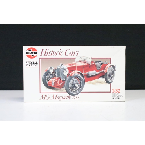 332 - Seven boxed plastic model kits to include 4 x Airfix (sealed 02451 1/32 Bugatti35B 1930, 02452 1/32 ... 