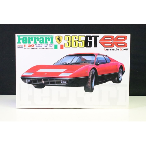 334 - Four boxed ARII 1/20 plastic model car kits to include AR63A Countach Lamborghini LP500S, AR63B Ferr... 