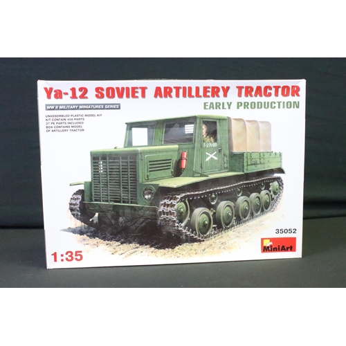 341 - Four boxed 1/35 military plastic model kits to include 3 x Trumpeter (01573 Russian Voroshilovets Tr... 