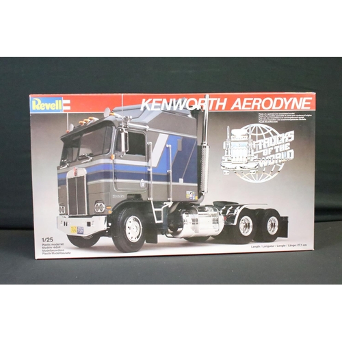 345 - Four boxed Revell plastic model kits to include Trucks Of The World 1/25 Kenworth Aerodyne (no. 7413... 