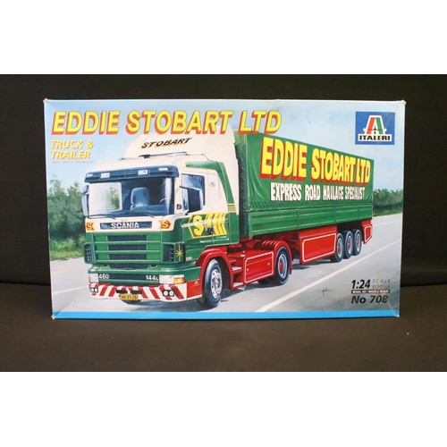 347 - Five boxed plastic model kits / figure set to include Italeri 1/24 708 Eddie Stobart Truck & Trailer... 