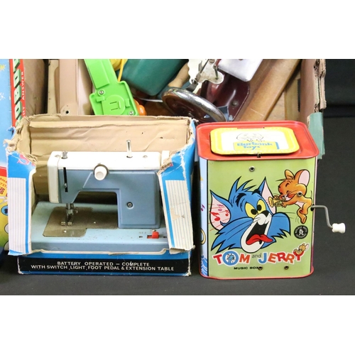 358 - Collection of assorted toys and games to include Tom and Jerry music box, Chad Valley Hummingtop, th... 