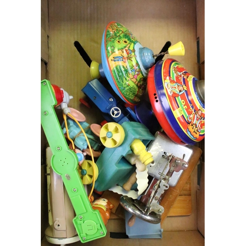 358 - Collection of assorted toys and games to include Tom and Jerry music box, Chad Valley Hummingtop, th... 