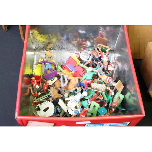 360 - Around 35 play worn plastic figures to include Britains, Timpo & Crescent examples, featuring Britai... 