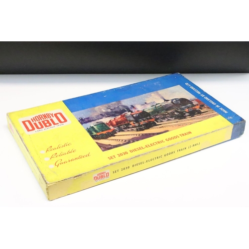 83 - Boxed Hornby Dublo Set 2030 Diesel Electric Goods Train complete with locomotive, rolling stock, tra... 