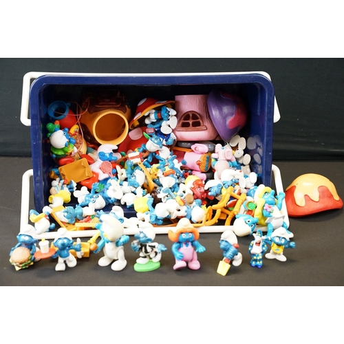 1618 - Smurfs - Collection of approximately 55 mostly 90s Smurfs figures and accessories to include 2 x Smu... 