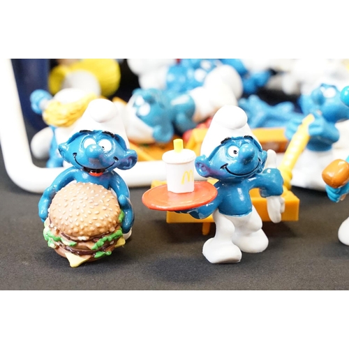 1618 - Smurfs - Collection of approximately 55 mostly 90s Smurfs figures and accessories to include 2 x Smu... 