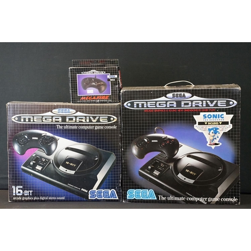 1619 - Retro Gaming - Two boxed Sega Mega Drive consoles, with controllers, no Sonic game, plus a boxed Seg... 