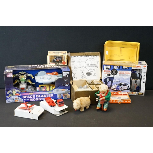 1620 - Group of mixed toys to include Japanese wind up tin plate cobbler, boxed DRW Space Blaster and Monst... 