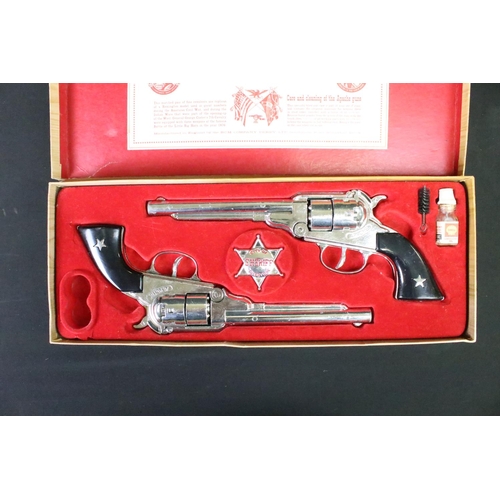 373 - Boxed BCM Outlaw Guns The Apache Calibre .44 pistol cap gun set, with Shell lubricating oil, cleanin... 