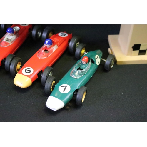 390 - Scalextric - Eight Scalextric slot cars (C66 Cooper-Austin, C73 Porsche, C72 B.R.M, C23 Arrow, etc);... 