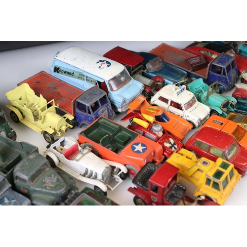 1302 - Quantity of mid 20th C play worn diecast models to include Corgi, Dinky, Matchbox featuring military... 