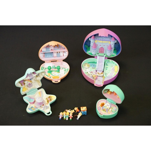 1665 - Polly Pocket - Four original Bluebird Polly Pocket play sets with 8 x Polly figures and 4 x other ac... 