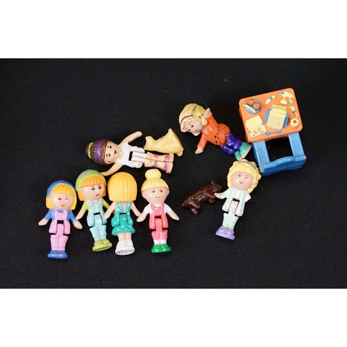 1665 - Polly Pocket - Four original Bluebird Polly Pocket play sets with 8 x Polly figures and 4 x other ac... 