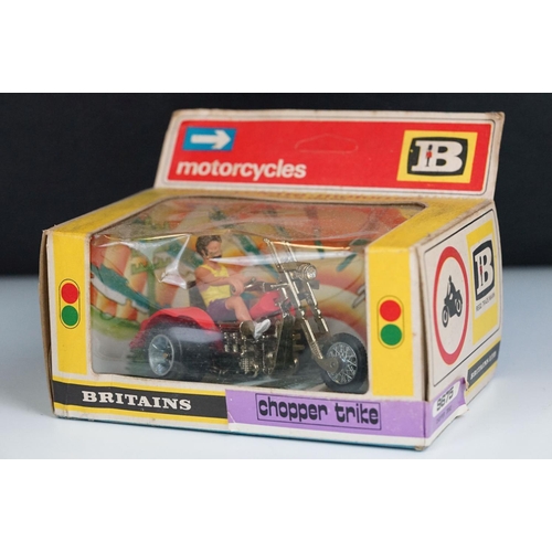 1304 - Three boxed Britains diecast models to include 2 x Motorcycles (9675 Chopper Trike & 9677 Long Fork ... 