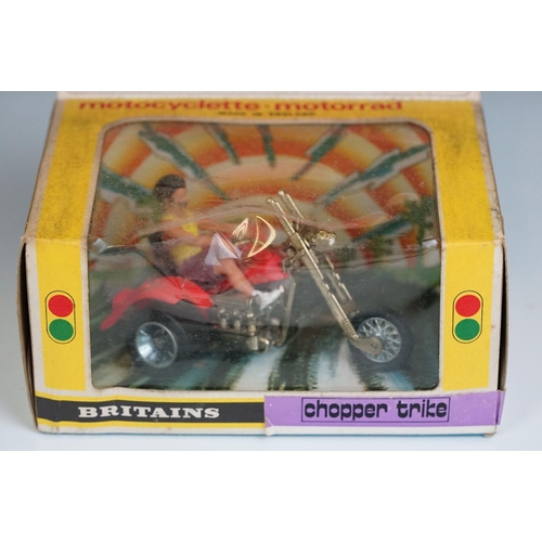 1304 - Three boxed Britains diecast models to include 2 x Motorcycles (9675 Chopper Trike & 9677 Long Fork ... 