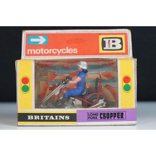 1304 - Three boxed Britains diecast models to include 2 x Motorcycles (9675 Chopper Trike & 9677 Long Fork ... 