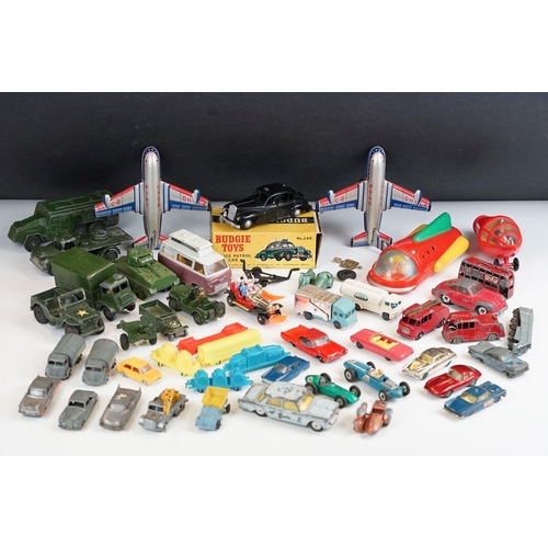 1307 - Quantity of mid 20th C play worn diecast, tin plate & plastic models to include Dinky, Benbros, Budg... 