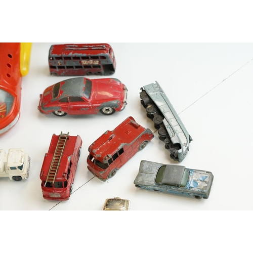 1307 - Quantity of mid 20th C play worn diecast, tin plate & plastic models to include Dinky, Benbros, Budg... 