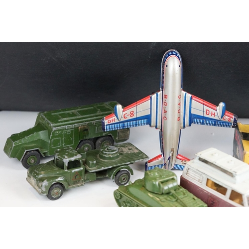 1307 - Quantity of mid 20th C play worn diecast, tin plate & plastic models to include Dinky, Benbros, Budg... 