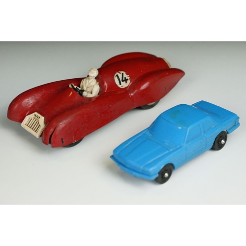 1313 - Jetex Jet Propelled Racing Car in red with driver and race number 14, shows play wear, plus a plasti... 