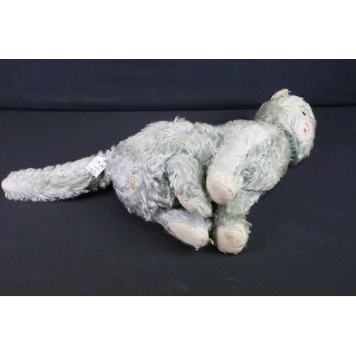 219 - 1930s Merrythought 'Hygenic Toys' cat teddy having blue mohair with round glass eyes. Merrythought l... 