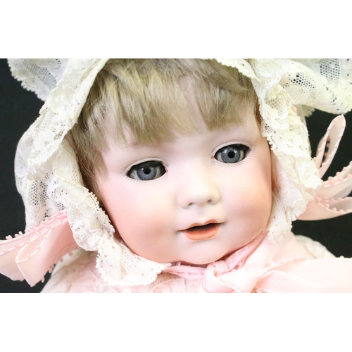 223 - Early 20th C Armand Marseille bisque headed doll with sleeping blue glass eyes, teeth, marked 327 to... 