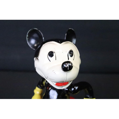 224 - Vintage unmarked plastic Mickey Mouse toy/puppet, wire & string connected joints, some paint wear