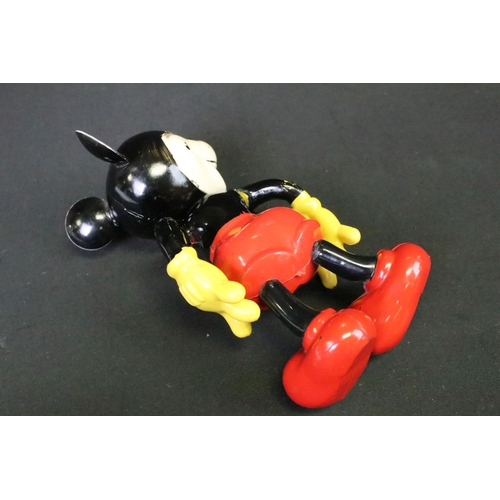 224 - Vintage unmarked plastic Mickey Mouse toy/puppet, wire & string connected joints, some paint wear