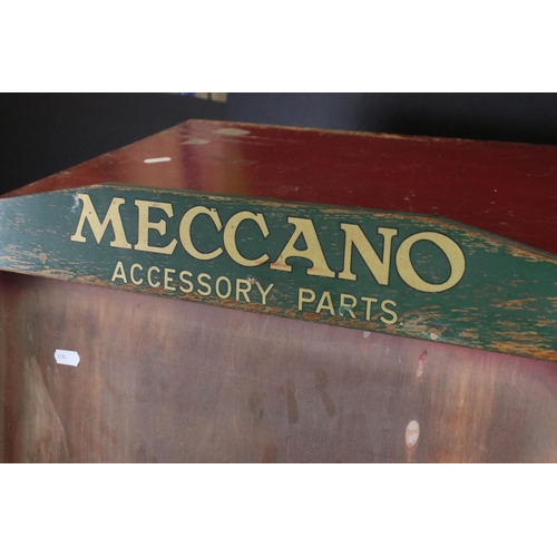 421 - Early-to-mid 20th century ' Meccano Accessory Parts ' wooden shop storage / display cabinet, painted... 