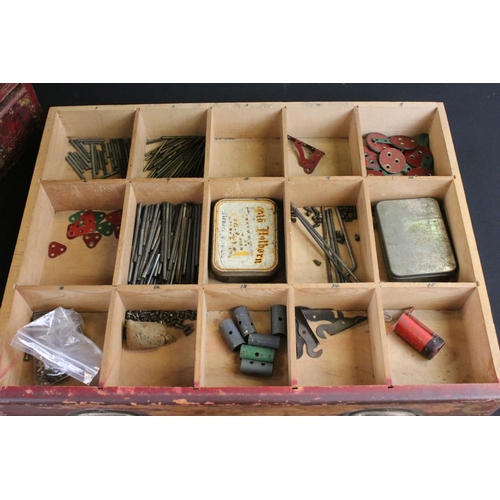 421 - Early-to-mid 20th century ' Meccano Accessory Parts ' wooden shop storage / display cabinet, painted... 