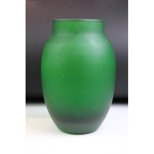 10 - Villeroy & Boch Green Satin frosted glass vase of baluster form (original sticker to base), 26cm hig... 