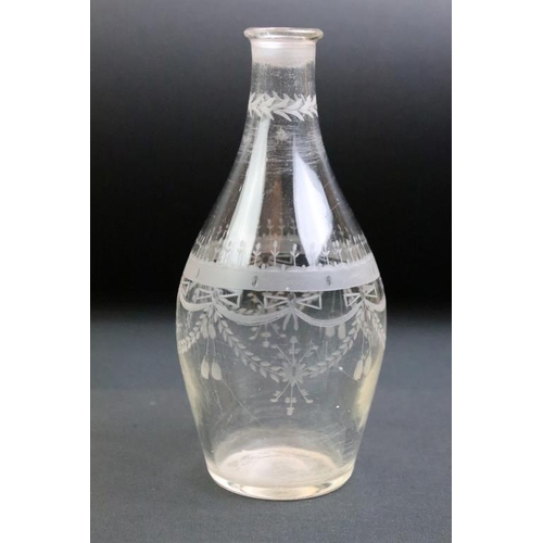 28 - Group of six 19th century glass decanters to include cut / faceted glass examples, featuring a hobna... 