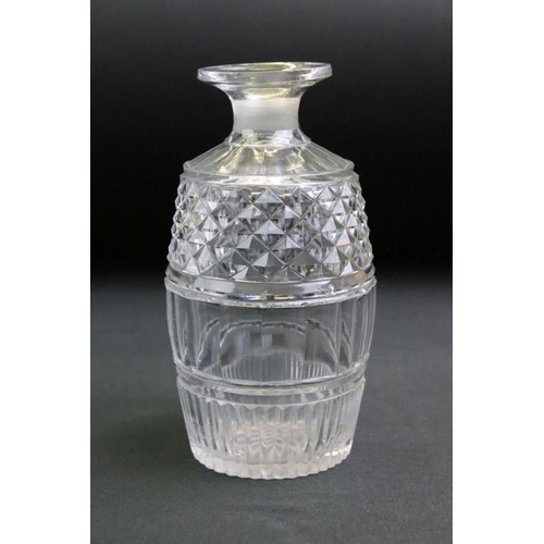 28 - Group of six 19th century glass decanters to include cut / faceted glass examples, featuring a hobna... 