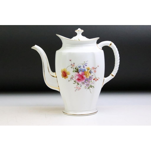 29 - Royal Crown Derby 'Posies' pattern floral coffee set to include coffee pot & cover, 6 coffee cups & ... 