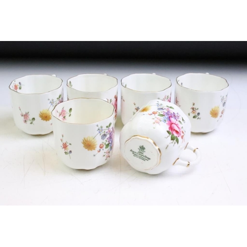 29 - Royal Crown Derby 'Posies' pattern floral coffee set to include coffee pot & cover, 6 coffee cups & ... 