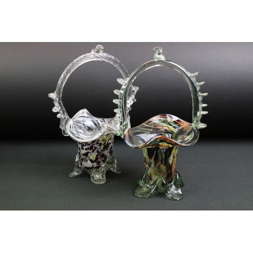 42 - Group of 20th century glass, six pieces, to include a green cased tapering vase with etched decorati... 