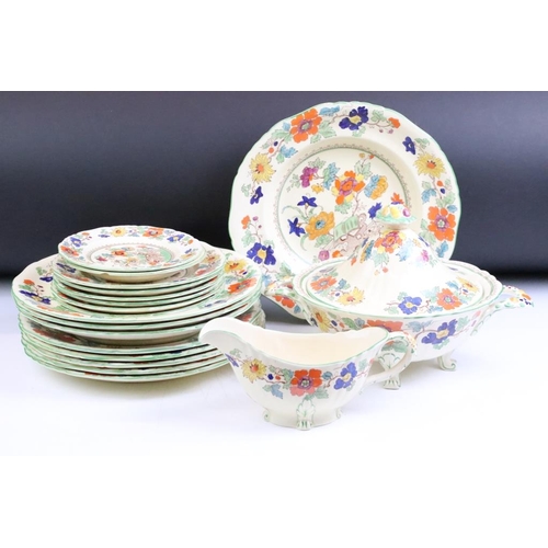 48 - Late 19th / early 20th century Masons Ironstone floral dinner ware, pattern no. c2639, to include 2 ... 