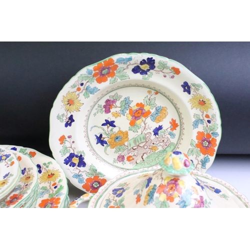 48 - Late 19th / early 20th century Masons Ironstone floral dinner ware, pattern no. c2639, to include 2 ... 