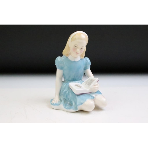 57 - Four Alice In Wonderland porcelain figures to include Royal Worcester Alice candle snuffer, modelled... 