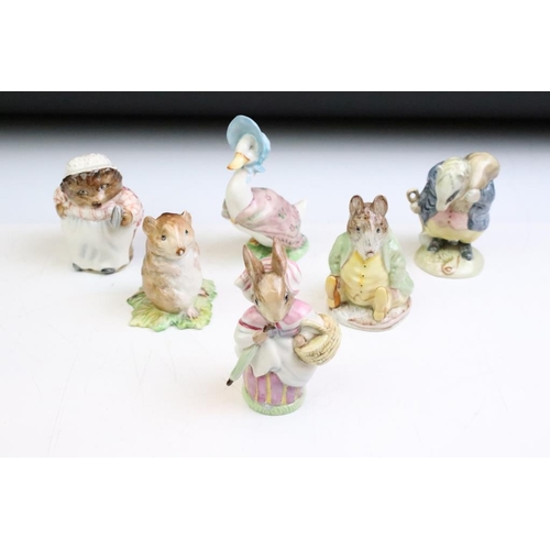 58 - Six Beswick Beatrix Pottery porcelain figures to include Jemima Puddleduck, Samuel Whiskers, Mrs Tig... 